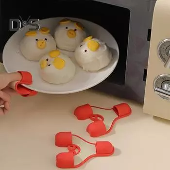 2 шт. силиконовые прихватки для духовки с защитой от ожогов, пищевые термостойкие перчатки для кухни, нескользящие перчатки для готовки, держатели для горячих кастрюль красный