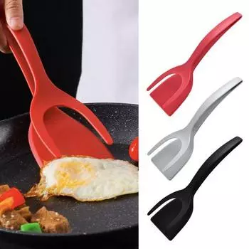 2 шт., силиконовые щипцы для яиц «два в одном», щипцы-шпатели с антипригарным покрытием, кухонная лопатка для домашней кухни A