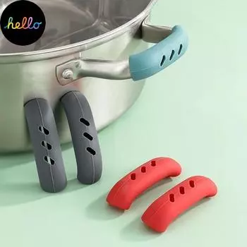 2 шт. силиконовые теплоизоляционные прихватки для духовки, перчатки, кастрюля, держатель для кастрюли, ручка для духовки, зажим для горячей кастрюли, кухонные аксессуары 2pcs красный