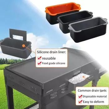 2 шт. силиконовые вкладыши для жироуловителей для гриля Blackstone, многоразовые вкладыши для поддонов, термостойкие жироуловители для гриля, сковорода для легкой очистки чёрный