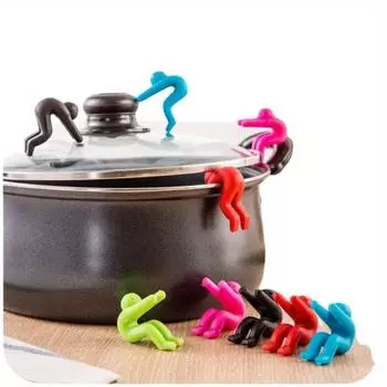 2 шт. силиконовых держателей для крышек, боковые зажимы для кастрюль, препятствующие переливу, креативные кухонные принадлежности для кастрюль, сковородок, кухонных ящиков для хранения и шкафов, зелёный