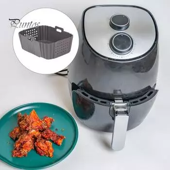 2 шт. силиконовых вкладышей для фритюрницы Ninja SL401, многоразовые прямоугольные перфорированные термостойкие, легко моющиеся, двухъярусные аксессуары для фритюрницы серый