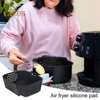 2 шт. силиконовых вкладышей для фритюрницы Ninja SL401, многоразовые прямоугольные перфорированные термостойкие, легко моющиеся, двухъярусные аксессуары для фритюрницы серый