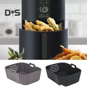 2 шт. силиконовых вкладышей для фритюрницы Ninja SL401, многоразовые прямоугольные перфорированные термостойкие, легко моющиеся, двухъярусные аксессуары для фритюрницы серый