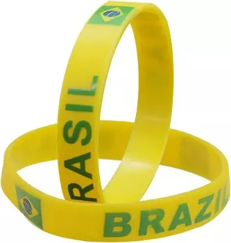 2 шт., силиконовый браслет с флагом Бразилии, спортивный браслет с резиновой лентой, браслет дружбы, ремешок на запястье, футбольные браслеты для любителей спорта, аксессуары, подарки 2pcs