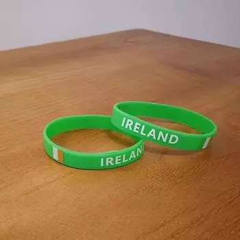 2 шт., силиконовый браслет с флагом Ирландии, спортивные браслеты, ремешок на запястье, повязка на руку для мужчин и женщин, резиновая лента для баскетбольных футбольных фанатов, модные аксессуары 2pcs