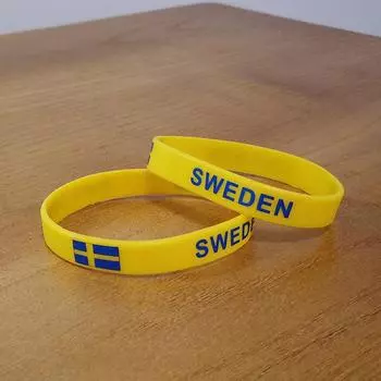 2 шт., силиконовый браслет с флагом Швеции, спортивные браслеты, ремешок на запястье, повязка на руку для мужчин и женщин, резиновая лента для баскетбольных футбольных фанатов, модные аксессуары 2pcs