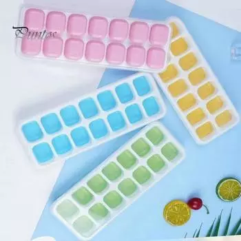 2 шт. силиконовый лоток для кубиков льда с прозрачной пылезащитной крышкой 14 полостей пищевой легкосъемный холодильник летняя форма для приготовления льда для коктейлей кухонные принадлежности 2pcs синий