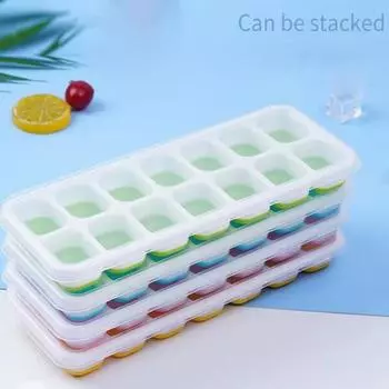 2 шт. силиконовый лоток для кубиков льда с прозрачной пылезащитной крышкой 14 полостей пищевой легкосъемный холодильник летняя форма для приготовления льда для коктейлей кухонные принадлежности синий