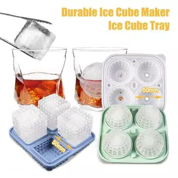 2 шт. силиконовый лоток для кубиков льда 4 полости холодильник летний коктейль виски ледяной шарик форма для приготовления кристаллов лоток для кубиков льда для бара розовый