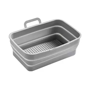 2 шт. силиконовый противень для фритюрницы, складной противень, корзина для выпечки, термостойкие аксессуары для аэрофритюрницы, силиконовый вкладыш для аэрофритюрницы темно серый