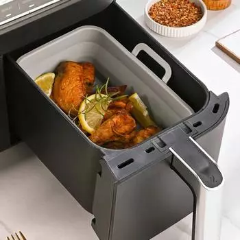2 шт. силиконовый противень для фритюрницы, складной противень, корзина для выпечки, термостойкие аксессуары для аэрофритюрницы, силиконовый вкладыш для аэрофритюрницы
