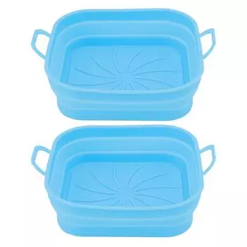 2 шт. Силиконовый вкладыш для фритюрницы, термостойкий, легко моющийся, многоразовый, с ручками, синий синий