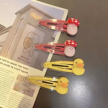 2 шт., симпатичная прозрачная заколка для волос в виде цветка и гриба, кавайная мультяшная заколка для волос Bb для женщин и девочек, модные аксессуары для волос, подарки A2