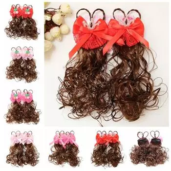 2 шт., симпатичные детские заколки для волос, парики, головные уборы для девочек, вьющиеся волосы, аксессуары для волос, детская заколка для волос, детские Red-Cherry