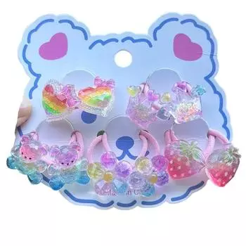 2 шт., симпатичные мультяшные блестки, клубничный медведь, эластичные резинки для волос для девочек, аксессуары для волос принцессы, детские резинки для волос, головные уборы для малышей