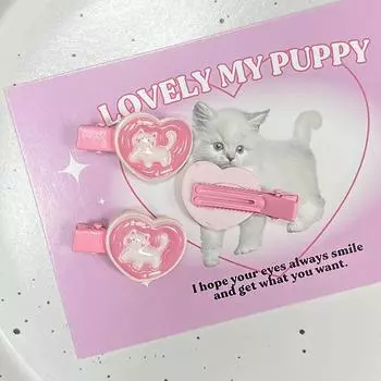 2 шт., симпатичные заколки для волос в виде кота с сердечком, детские милые розовые заколки в виде утконоса, милый ободок с изображением котенка из мультфильма, аксессуары для волос