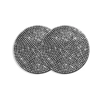 2 шт. Симпатичный коврик для автомобиля со стразами, нескользящий коврик, подставка для стакана 2Pcs белый