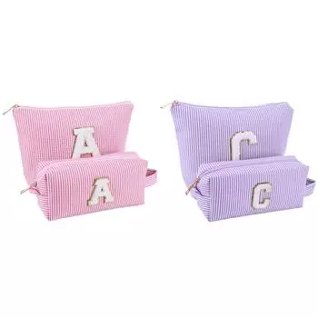 2 шт. синель в полоску с надписью, косметичка, милая косметичка для женщин (Роза А)