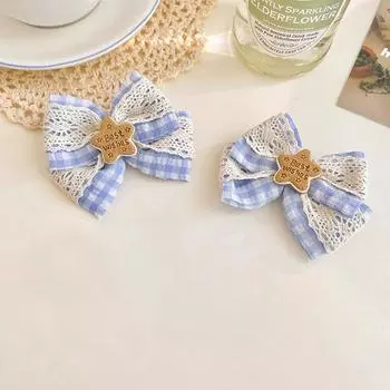 2 шт. Синяя молочная звезда бант кружево заколка для волос с челкой, аксессуары для боковых волос для девочек, заколка-ободок, заколка-уточка