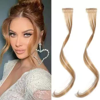 2 шт., синтетическая челка, парик, наращивание волос, вьющиеся волосы на клипсе, передняя сторона, длинные волнистые светлые челки с зажимом, невидимая бахрома, искусственный хай 25CM