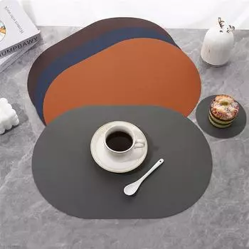 2 шт. скандинавские кожаные домашние коврики для стола в японском стиле, водонепроницаемые, маслостойкие, теплоизоляционные коврики, эллипс, коврик для еды в западном стиле