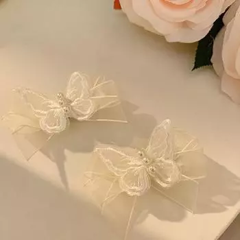 2 шт. сказочные белые прозрачные кружевные бабочки заколки для волос для женщин милые жемчужные бабочки шпильки детские банты заколки для волос доступ