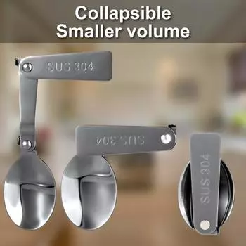 2 шт., складная ложка для пикника, вилка, набор вилок из нержавеющей стали с полированной поверхностью, многофункциональные портативные сервировочные столовые приборы, посуда для кемпинга A