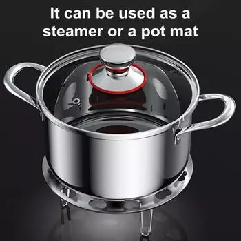 2 шт. Складная подставка для приготовления на пару из нержавеющей стали со съемной ножкой, диаметр 21 см, подставка для приготовления на пару яиц, пароварка, рисоварка 2pcs серебряный