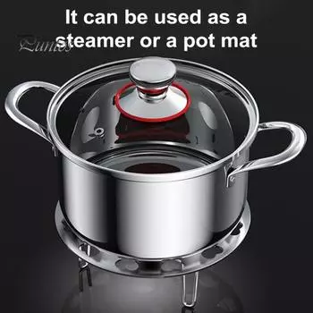 2 шт. Складная подставка для приготовления на пару из нержавеющей стали со съемной ножкой, диаметр 21 см, подставка для приготовления на пару яиц, пароварка, рисоварка 2pcs серебряный