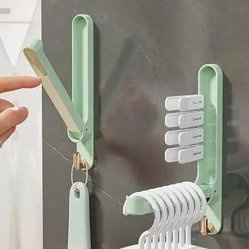 2 шт. складная вешалка-держатель с клейкой поверхностью без перфорации, настенное крепление, вешалка для одежды, органайзер, многофункциональная вешалка, стеллаж для хранения для ванной комнаты белый