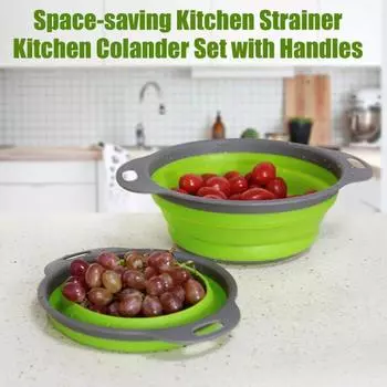 2 шт. складной дуршлаг и сито прочная кухонная сушилка корзина для пасты экономит место на кухне красный