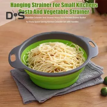 2 шт. складной дуршлаг и сито, прочная кухонная сушилка, корзина для пасты, экономящий место кухонный дуршлаг с ручками красный