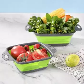 2 шт., складной фильтр, складной силиконовый дуршлаг, квадратный силиконовый дуршлаг 29 см/11,5 дюйма и квадратный силиконовый дуршлаг 24 см/9,5 дюймаA 2 Packs