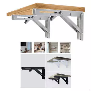 2 шт. складные кронштейны для полки, складной треугольный кронштейн для настольной скамейки black 10inch