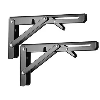 2 шт. Складные кронштейны для полок из нержавеющей стали L-образной формы, треугольные подставки для плавающих полок, гостиная 8 inch чёрный