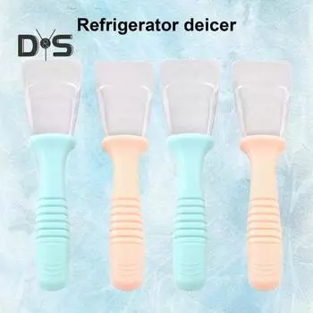 2 шт. скребок для льда из нержавеющей стали для холодильника, лопатка для льда с ручкой, трехслойная дуговая конструкция, эргономичный лед для чистки морозильника синий/розовый