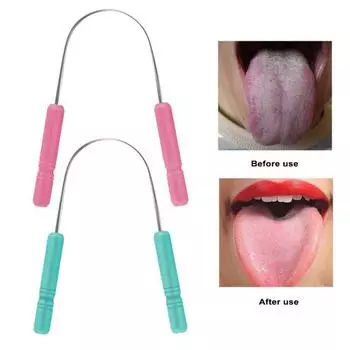 2 шт. скребок для языка из нержавеющей стали U-образный очиститель для покрытия языка для детей и взрослых, портативный скребок для удаления неприятного запаха изо рта