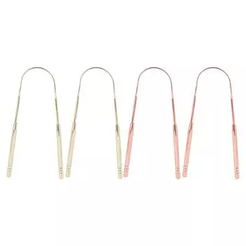 2 шт. скребок для языка из нержавеющей стали U-образный очиститель языка для гигиены полости рта Gold