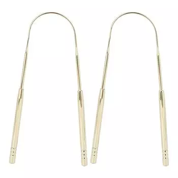 2 шт. скребок для языка из нержавеющей стали U-образный очиститель языка для гигиены полости рта Gold золотистый