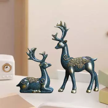 2 шт., скульптура оленя из смолы, статуя лося, любовника, украшение дома для гостиной, спальни, офиса Blue