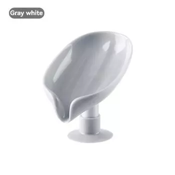 2 шт. сливной держатель для мыла в форме листа, мыльница, поднос на присоске, сушилка для душа, контейнер для губки, кухонные аксессуары для ванной комнаты 2PCs серый белый