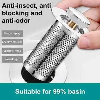 2 шт. сливной фильтр для пола из нержавеющей стали, сетчатый фильтр для раковины в ванной комнате, всплывающий фильтр для раковины с корзиной для улавливания волос, кухонная ванна, противозасоряющийся фильтр long+short