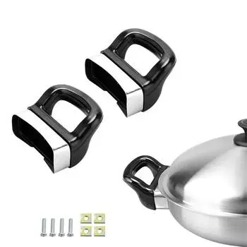 2 шт. сменная ручка для кастрюли с 2 отверстиями, ручка для кастрюли с ушком, металлическая ручка для кастрюли, короткая боковая ручка для кухонной плиты, пароварки
