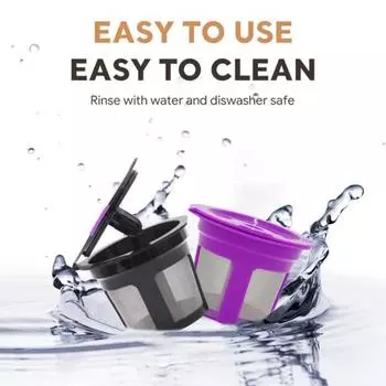 2 шт. сменные фильтры для кофейных чашек из нержавеющей стали, многоразовые, можно мыть в посудомоечной машине, экологически чистые аксессуары для кофейных фильтров K-Cup 2pcs фиолетовый