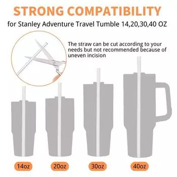 2 шт. сменные трубочки, совместимые с 14/20/30/40 унций термостаканами для соломинок, стаканами для многоразовых напитков, пластиковыми трубочками