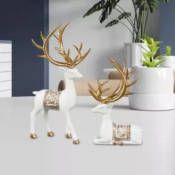 2 шт. смоляная статуэтка оленя рождественская сидящая стоящая фигурка оленя домашняя настольная статуэтка оленя