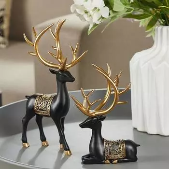 2 шт. смоляная статуя оленя рождественская сидящая стоящая фигурка оленя домашняя настольная скульптура оленя для подставки под телевизор в гостиную