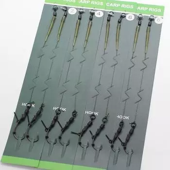 2 шт., снасть Ронни для ловли карпа, связанная с крючками для волос, размеры 2, 4, 6, 8