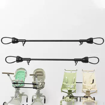 2 шт. Соединительный элемент для коляски для близнецов, быстросъемный, черный, портативный, регулируемая длина 1 Long 1 Short